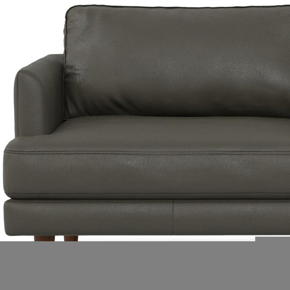 76" Black Leather Sofa With Brown Legs HomeRoots