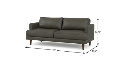 76" Black Leather Sofa With Brown Legs HomeRoots