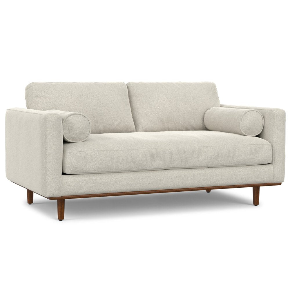 72" Cream Fabric Sofa With Brown Legs HomeRoots
