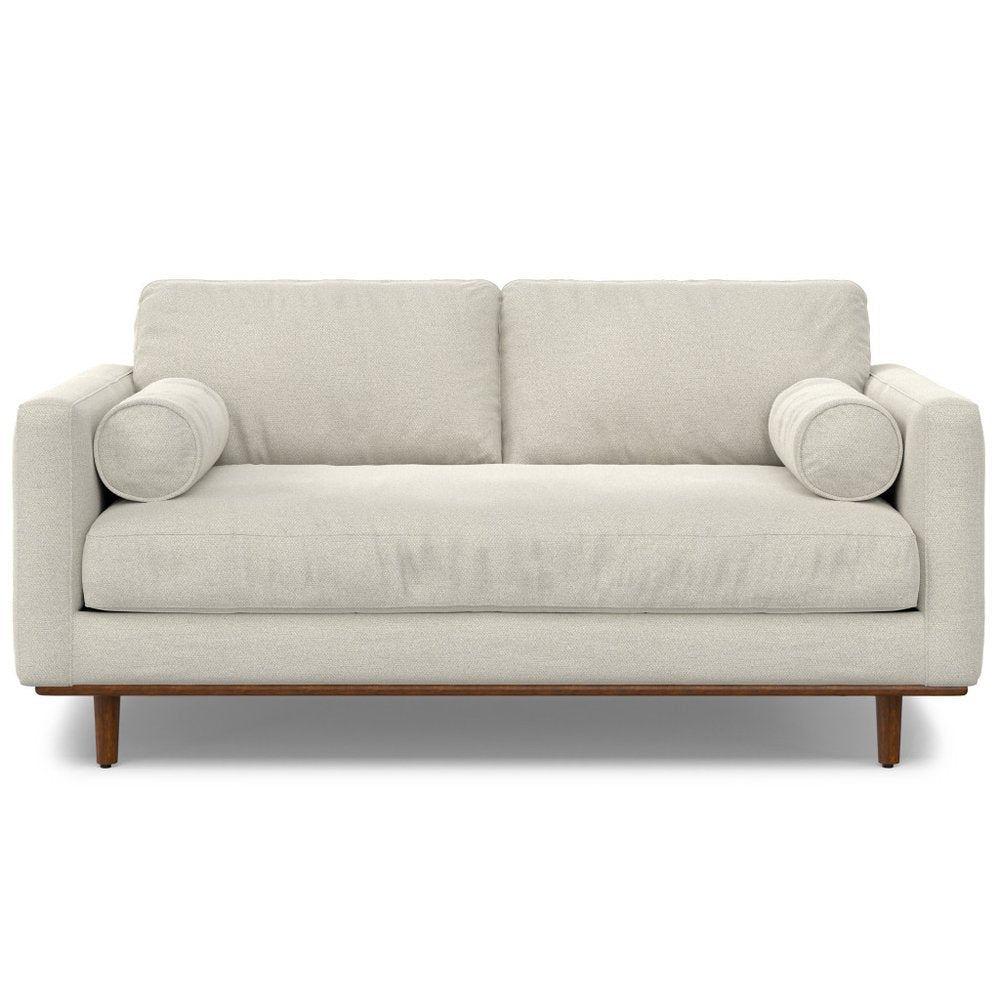 72" Cream Fabric Sofa With Brown Legs HomeRoots