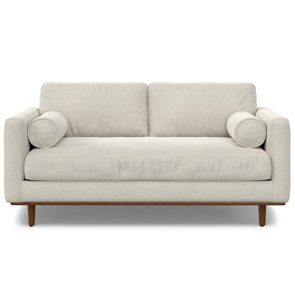 72" Cream Fabric Sofa With Brown Legs HomeRoots