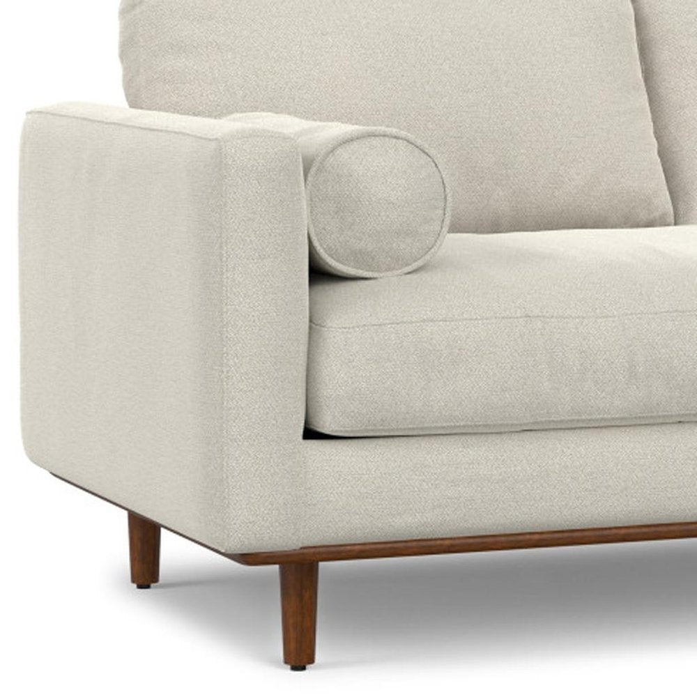 72" Cream Fabric Sofa With Brown Legs HomeRoots