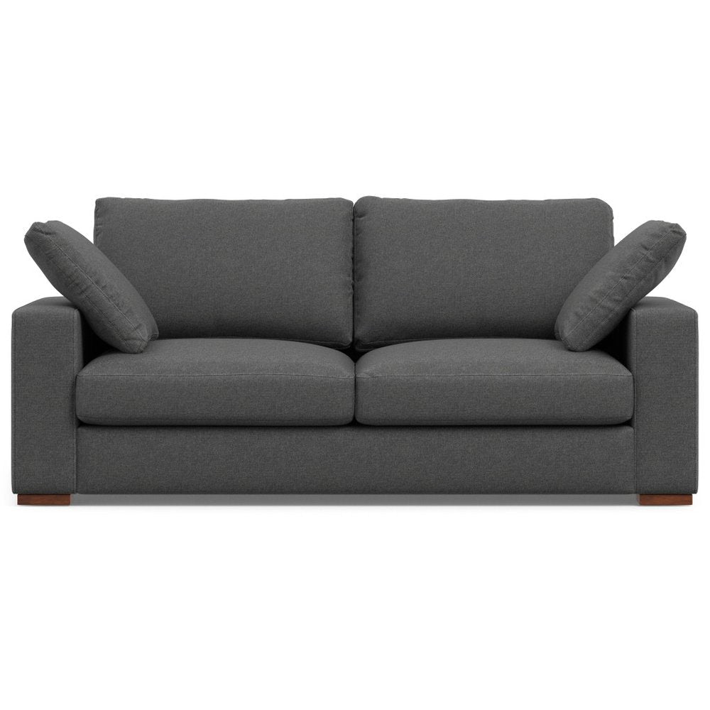 78" Gray Fabric Sofa With Brown Legs HomeRoots