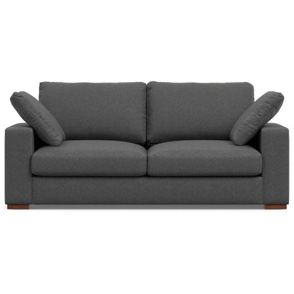 78" Gray Fabric Sofa With Brown Legs HomeRoots