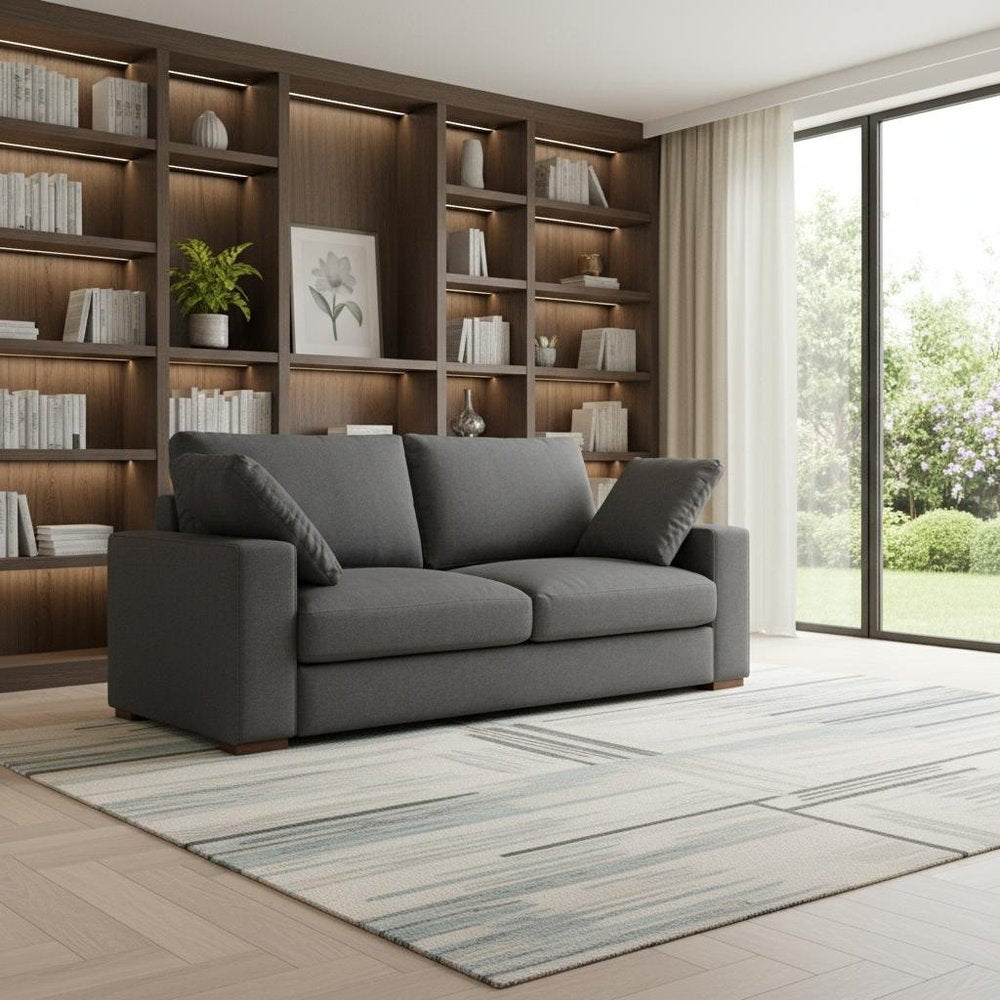78" Gray Fabric Sofa With Brown Legs HomeRoots