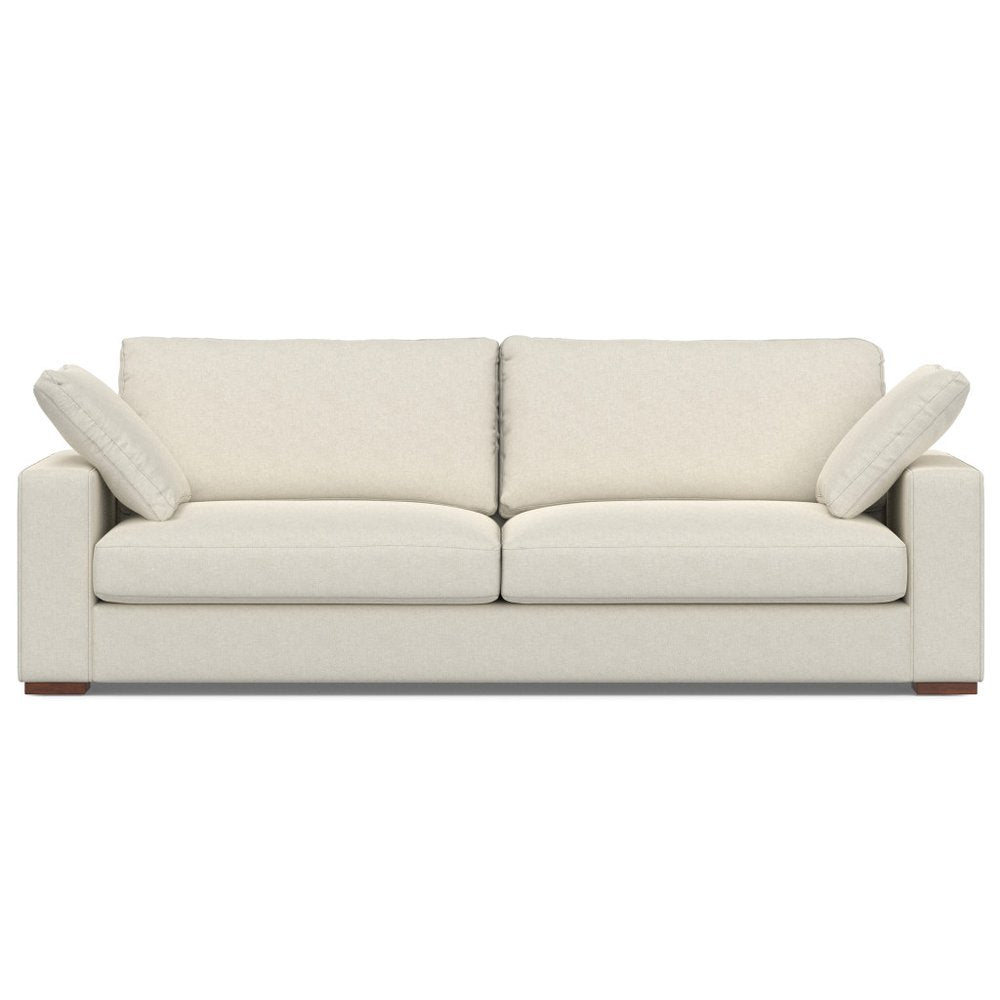 96" Cream Fabric Sofa With Brown Legs HomeRoots