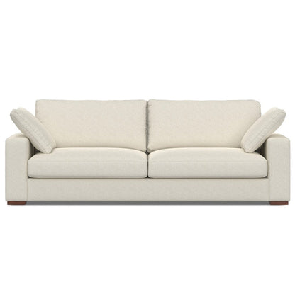 96" Cream Fabric Sofa With Brown Legs HomeRoots