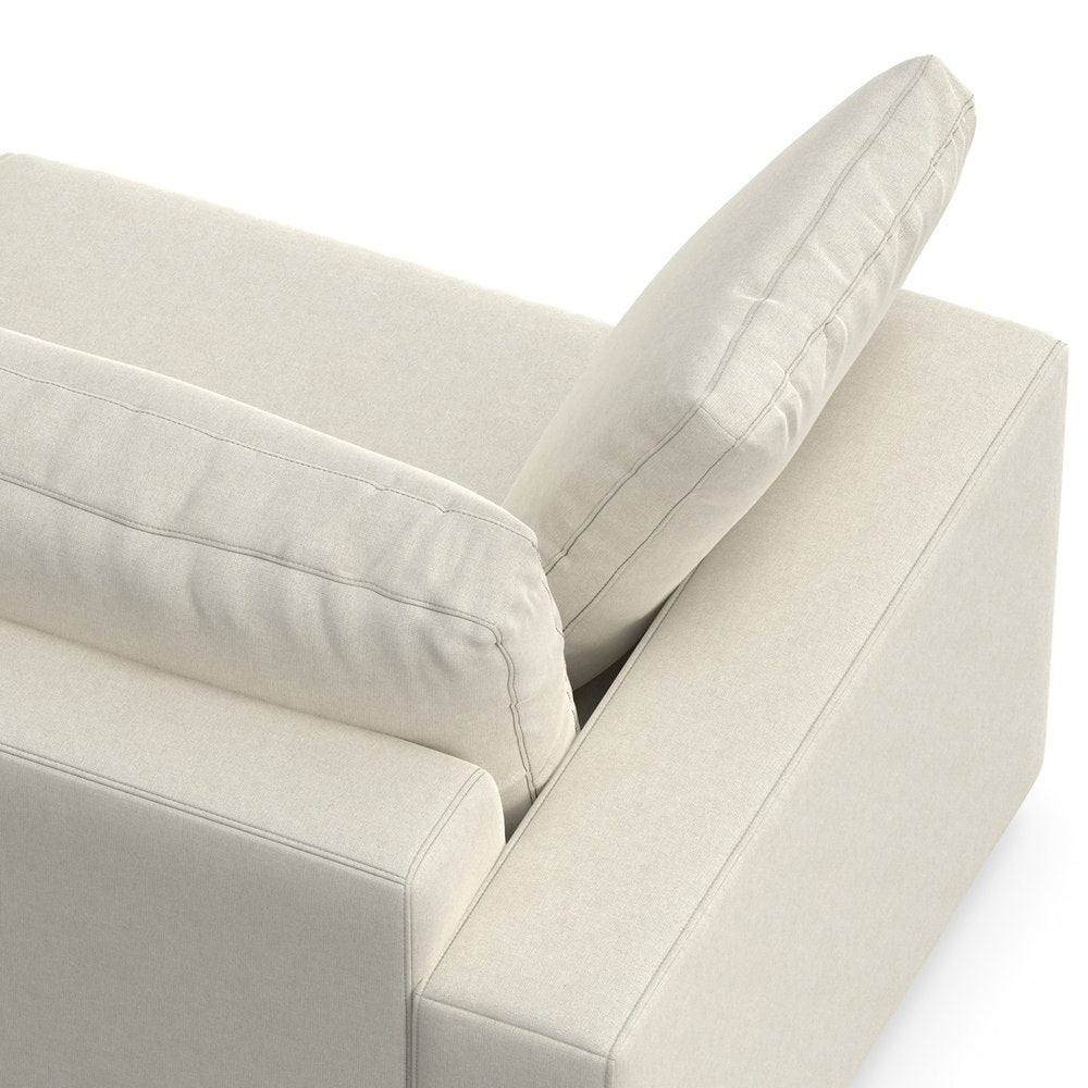 96" Cream Fabric Sofa With Brown Legs HomeRoots