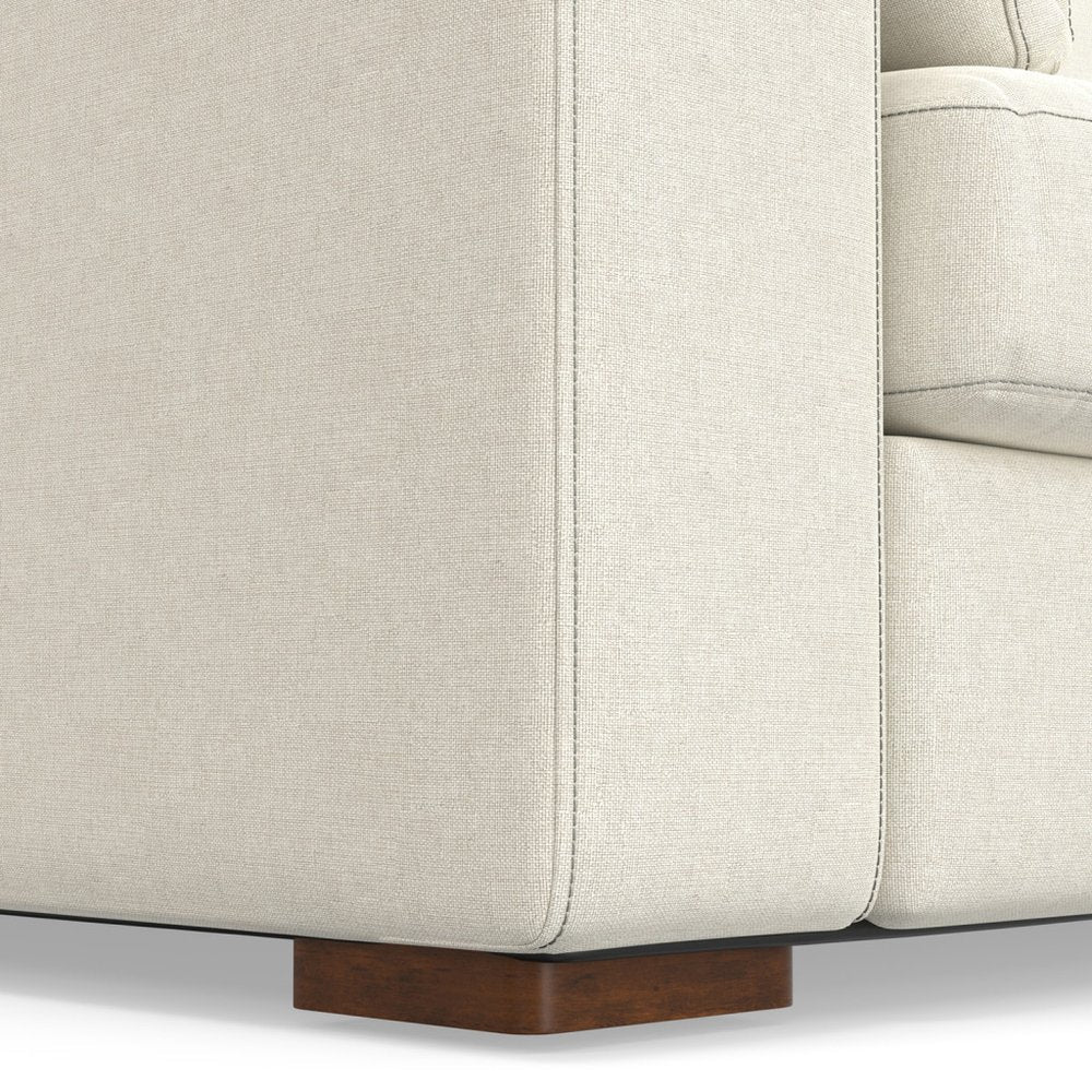 96" Cream Fabric Sofa With Brown Legs HomeRoots