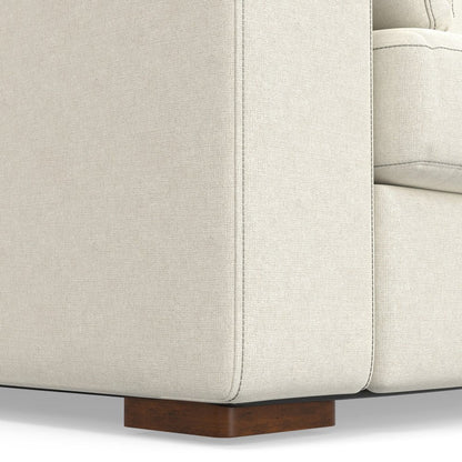 96" Cream Fabric Sofa With Brown Legs HomeRoots