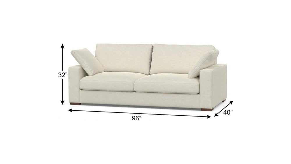 96" Cream Fabric Sofa With Brown Legs HomeRoots