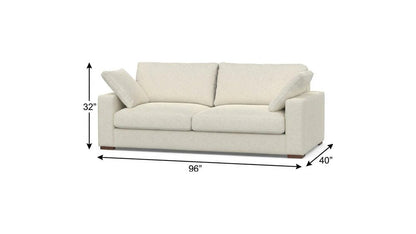 96" Cream Fabric Sofa With Brown Legs HomeRoots