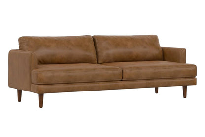 76" Brown Leather Sofa HomeRoots
