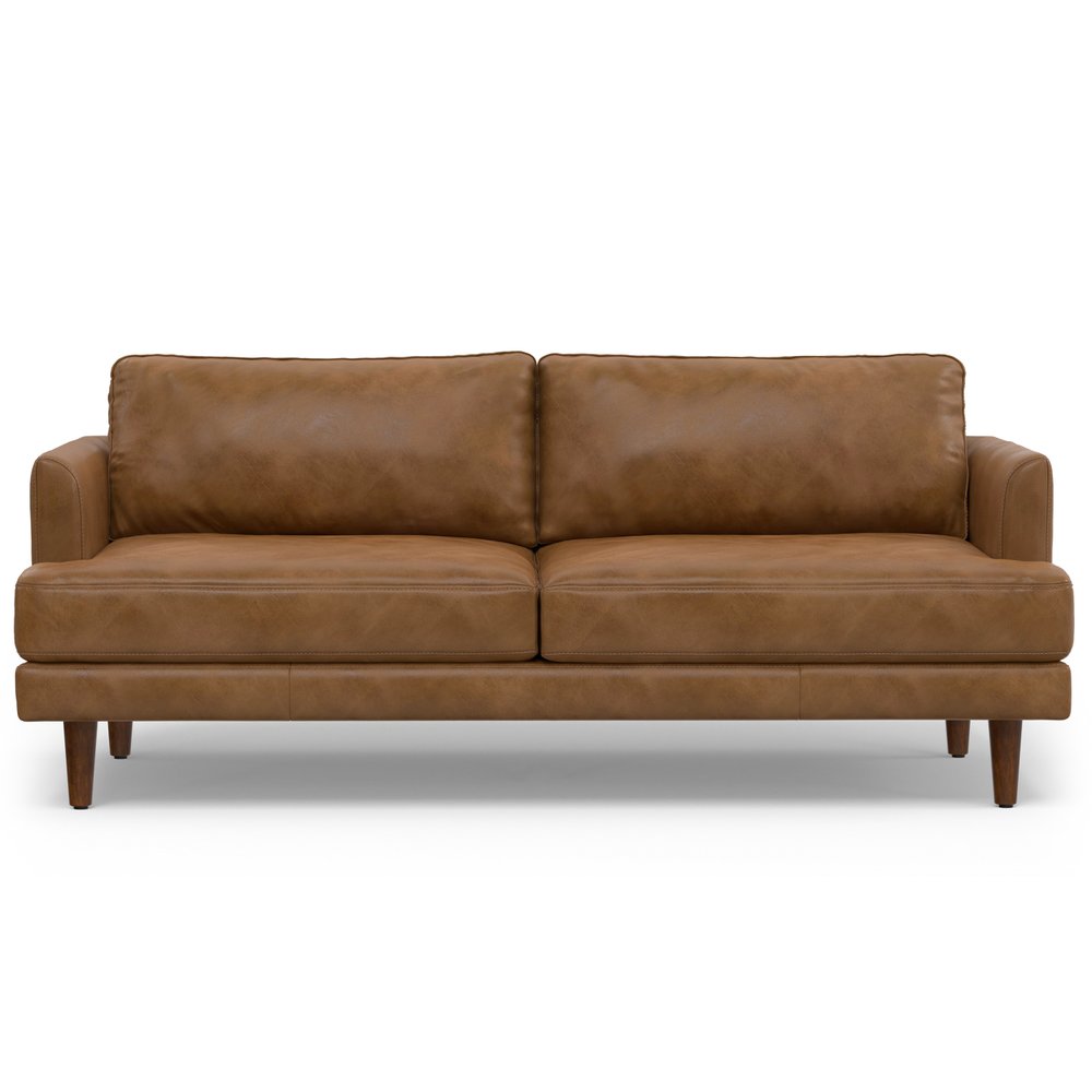 76" Brown Leather Sofa HomeRoots