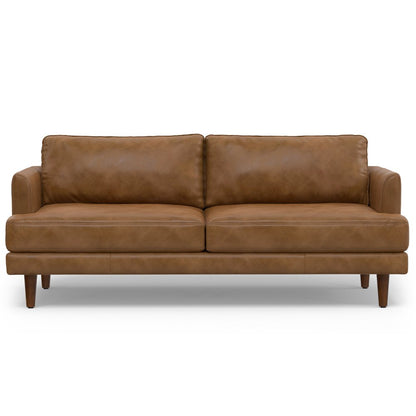 76" Brown Leather Sofa HomeRoots