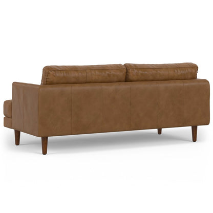 76" Brown Leather Sofa HomeRoots