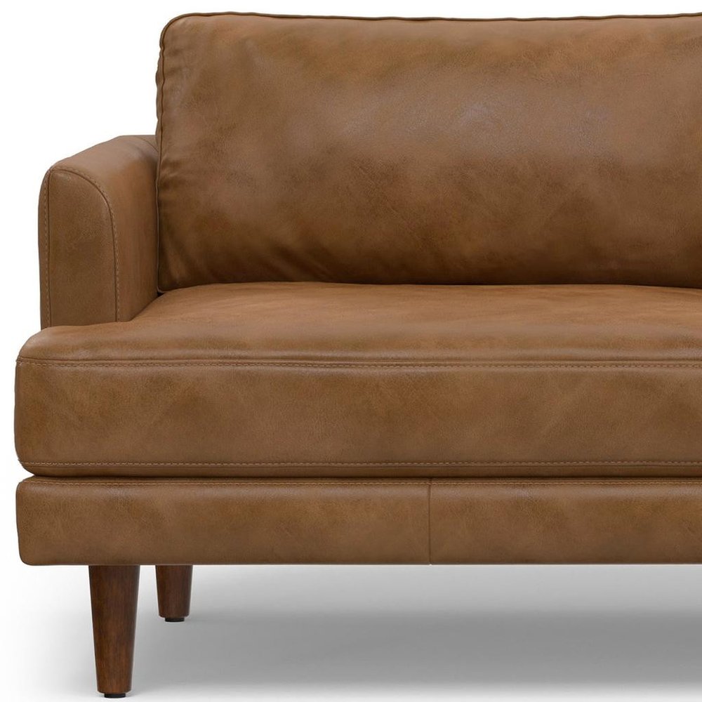 76" Brown Leather Sofa HomeRoots