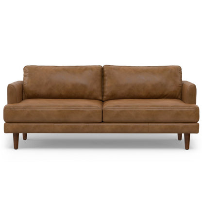 76" Brown Leather Sofa HomeRoots