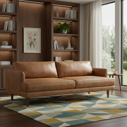 76" Brown Leather Sofa HomeRoots