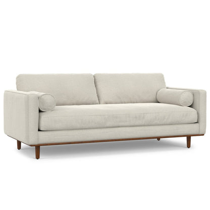 89" Cream Fabric Sofa With Brown Legs HomeRoots