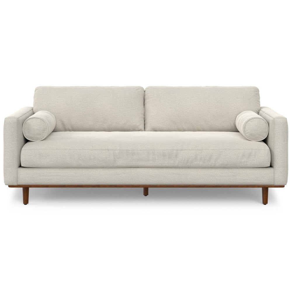 89" Cream Fabric Sofa With Brown Legs HomeRoots