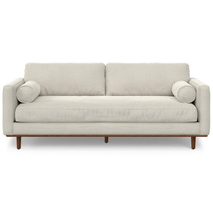 89" Cream Fabric Sofa With Brown Legs HomeRoots