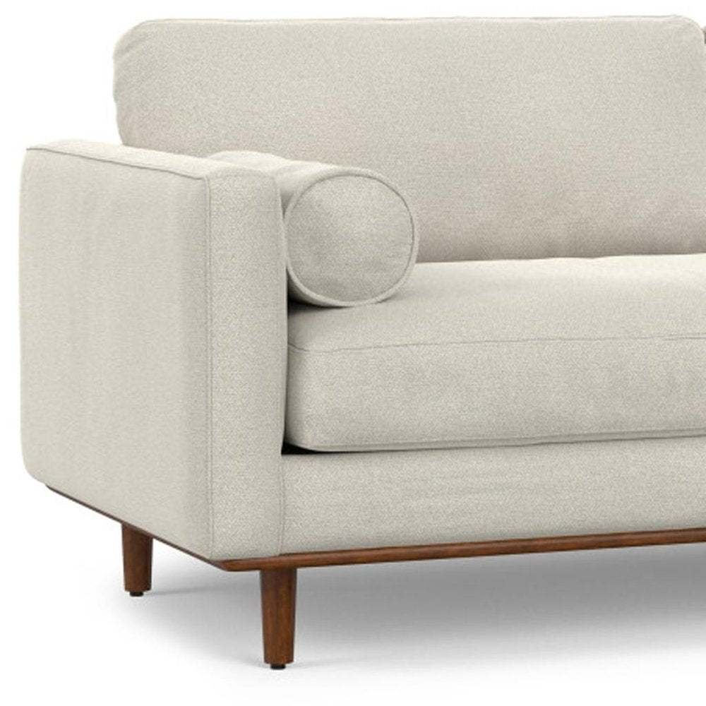 89" Cream Fabric Sofa With Brown Legs HomeRoots