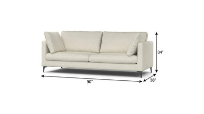 90" Cream Fabric Sofa With Black Legs HomeRoots