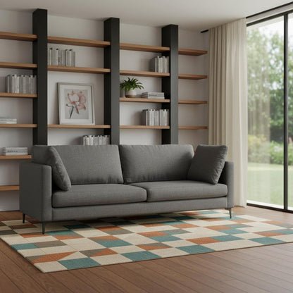 90" Gray Fabric Sofa With Black Legs HomeRoots
