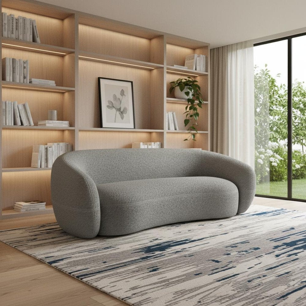 89" Gray Fabric Sofa With Walnut Legs HomeRoots
