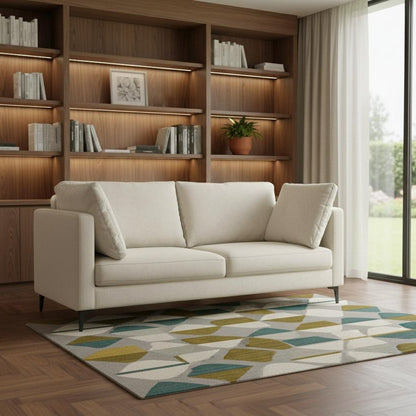 76" Cream Fabric Sofa With Black Legs HomeRoots