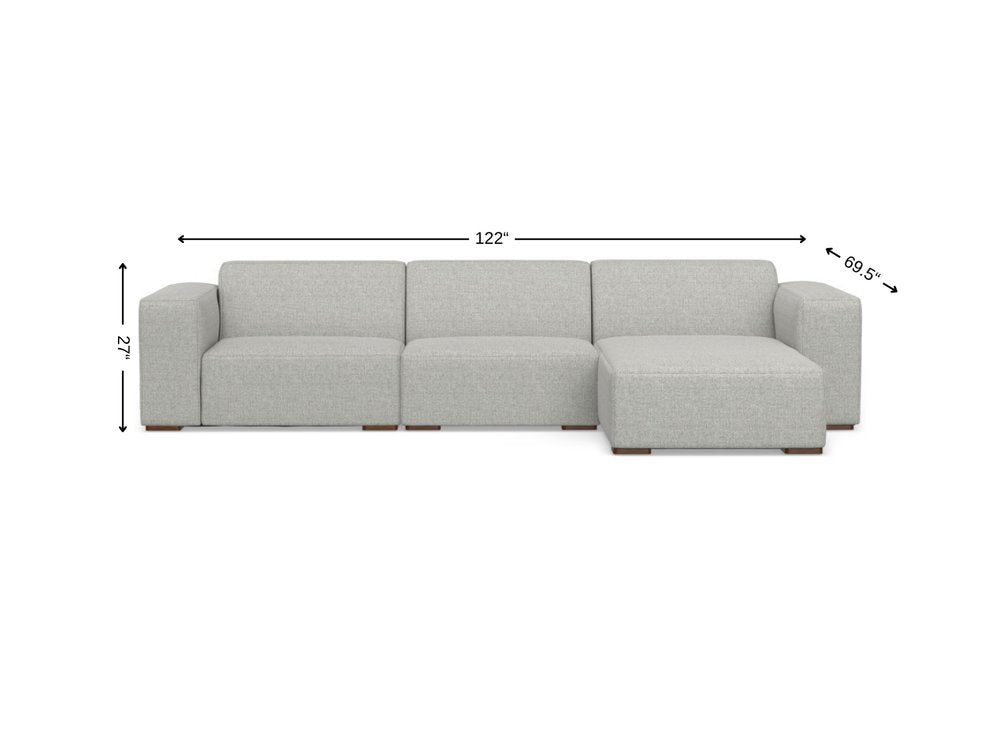 122" Gray Fabric Modular Sofa With Brown Legs HomeRoots