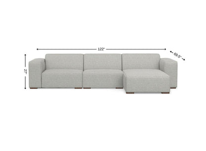 122" Gray Fabric Modular Sofa With Brown Legs HomeRoots