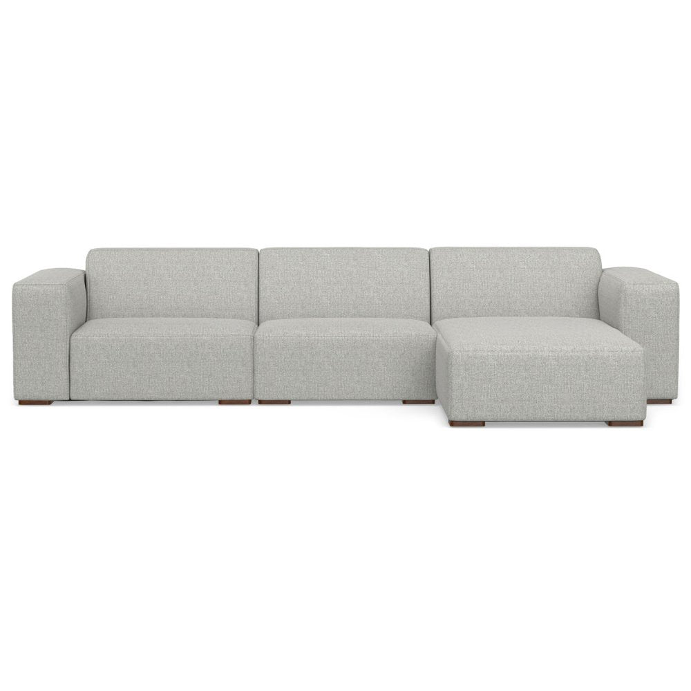 122" Gray Fabric Modular Sofa With Brown Legs HomeRoots