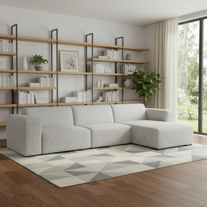 122" Gray Fabric Modular Sofa With Brown Legs HomeRoots