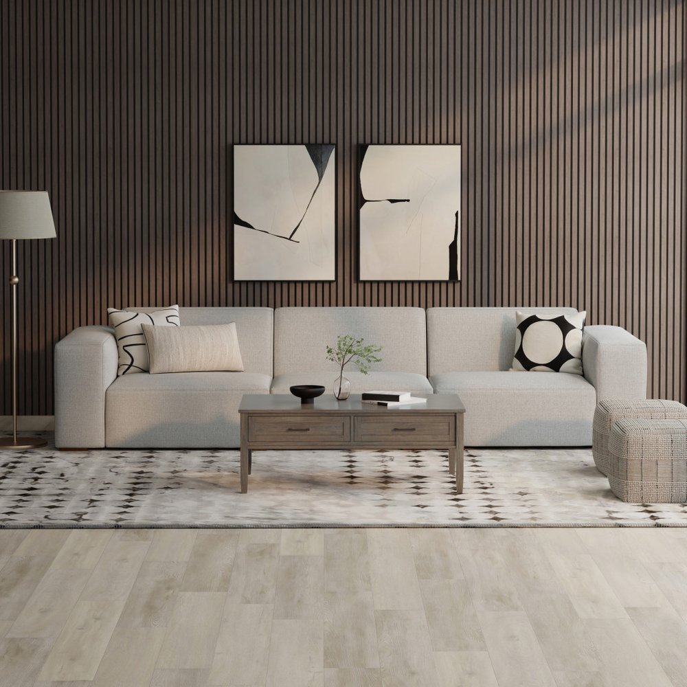 122" Gray Fabric Modular Sofa With Brown Legs HomeRoots