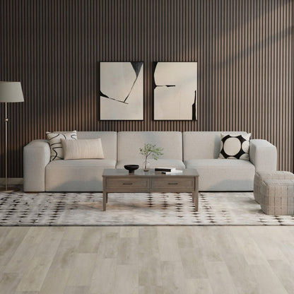 122" Gray Fabric Modular Sofa With Brown Legs HomeRoots