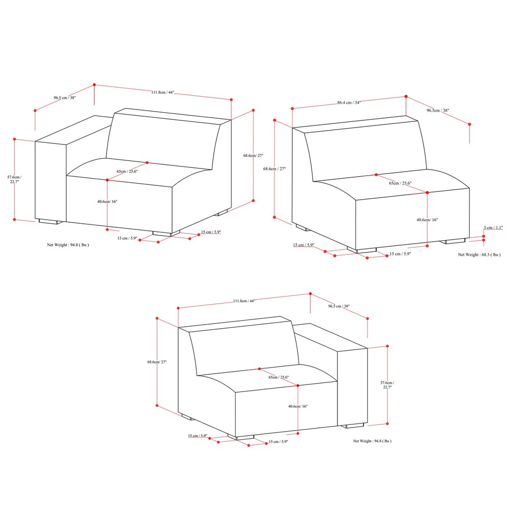 122" Gray Fabric Modular Sofa With Brown Legs HomeRoots