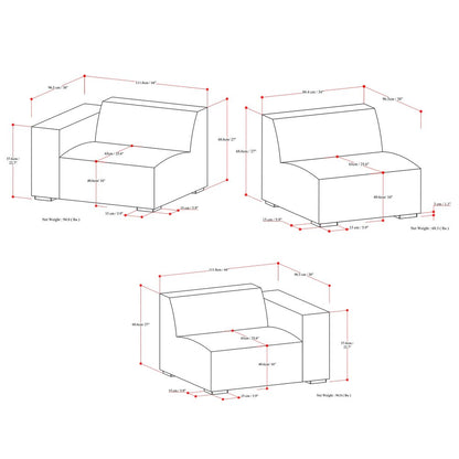 122" Gray Fabric Modular Sofa With Brown Legs HomeRoots