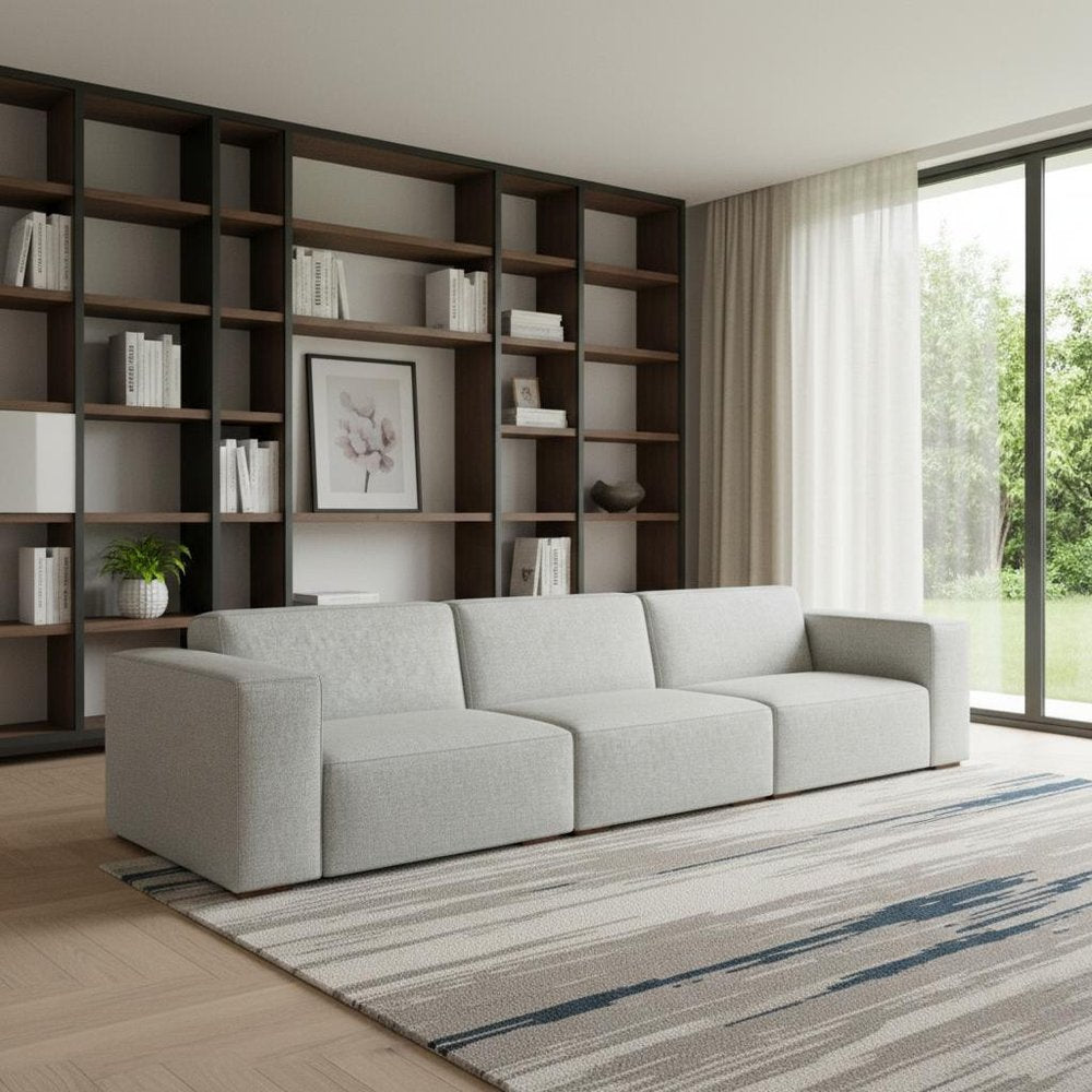 122" Gray Fabric Modular Sofa With Brown Legs HomeRoots