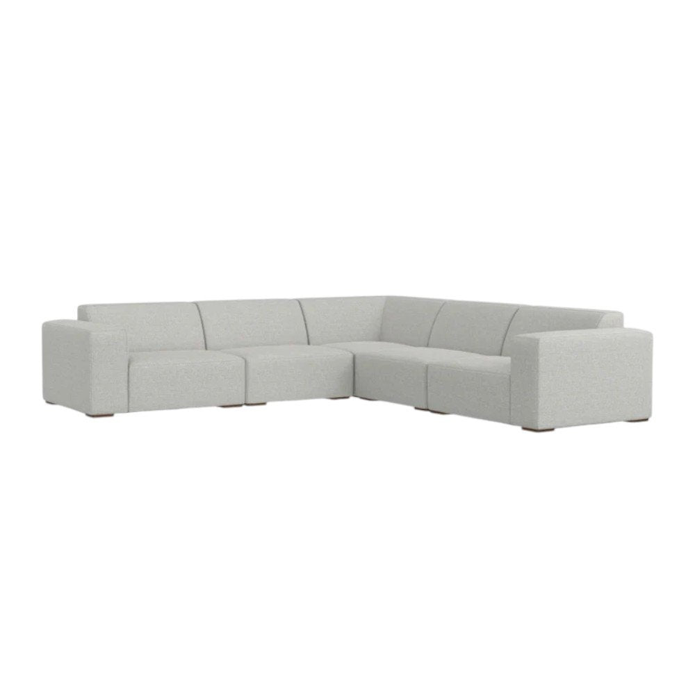 116" Gray Fabric Modular Sofa With Brown Legs HomeRoots