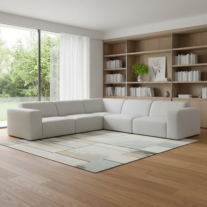 116" Gray Fabric Modular Sofa With Brown Legs HomeRoots