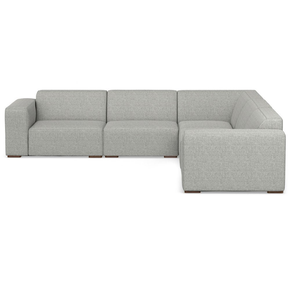 116" Gray Fabric Modular Sofa With Brown Legs HomeRoots