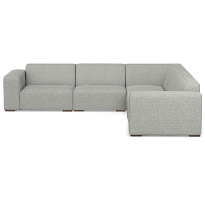 116" Gray Fabric Modular Sofa With Brown Legs HomeRoots