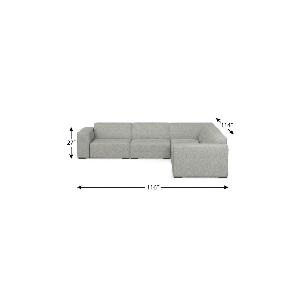 116" Gray Fabric Modular Sofa With Brown Legs HomeRoots