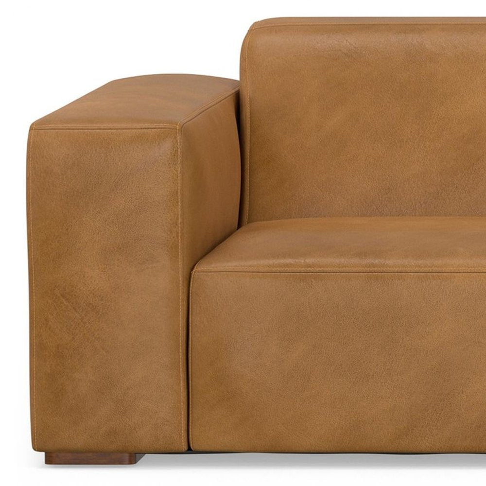 122" Sienna Leather Modular Sofa With Brown Legs HomeRoots