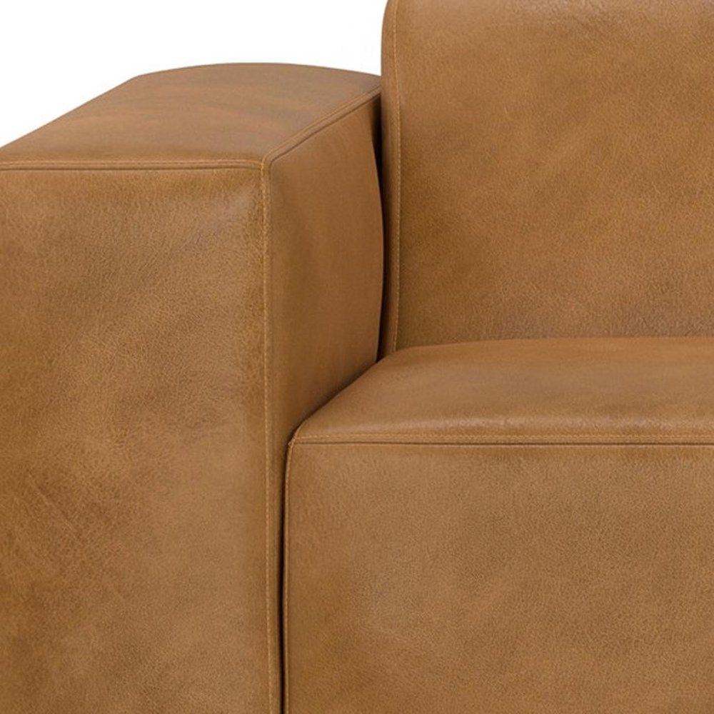 122" Sienna Leather Modular Sofa With Brown Legs HomeRoots