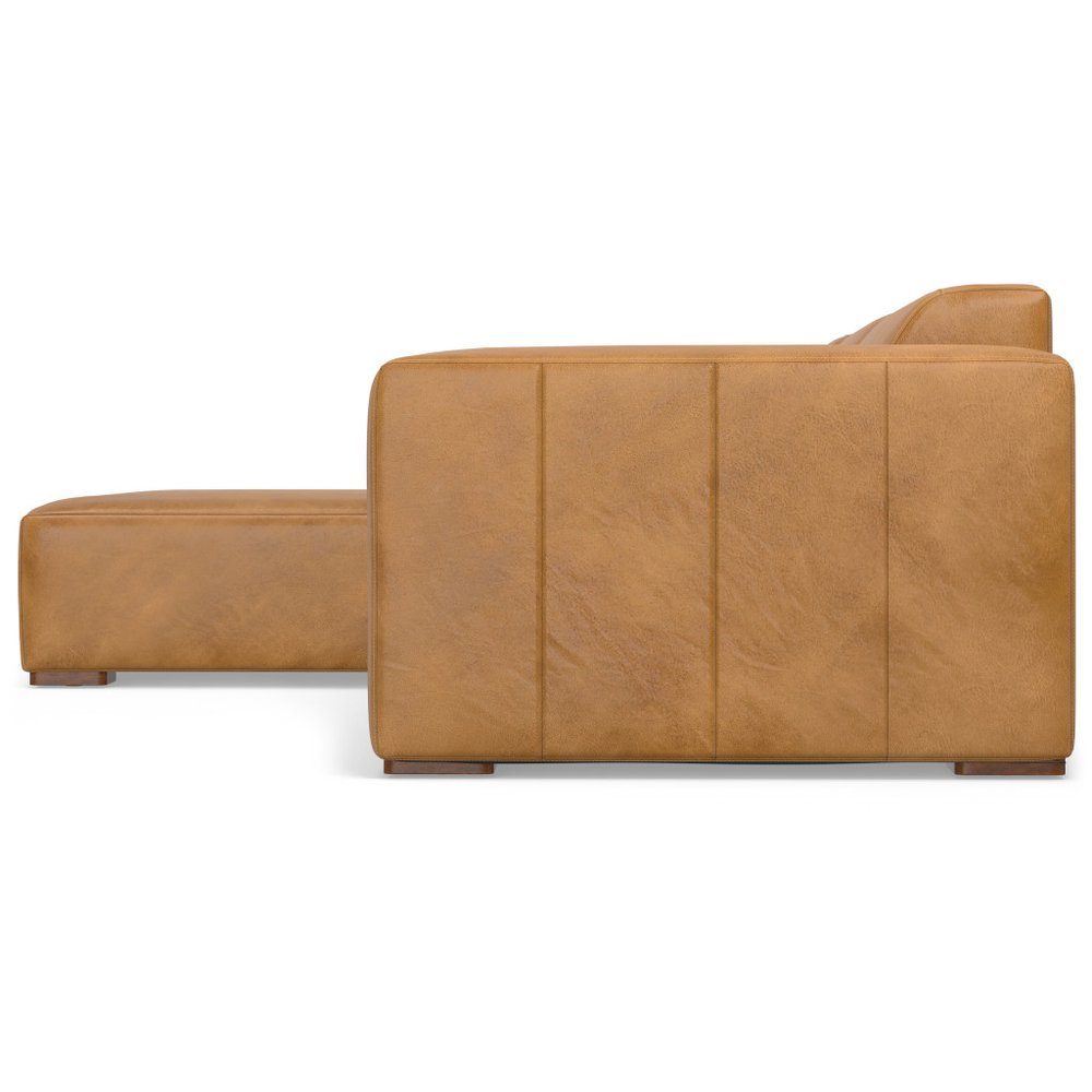 122" Sienna Leather Modular Sofa With Brown Legs HomeRoots