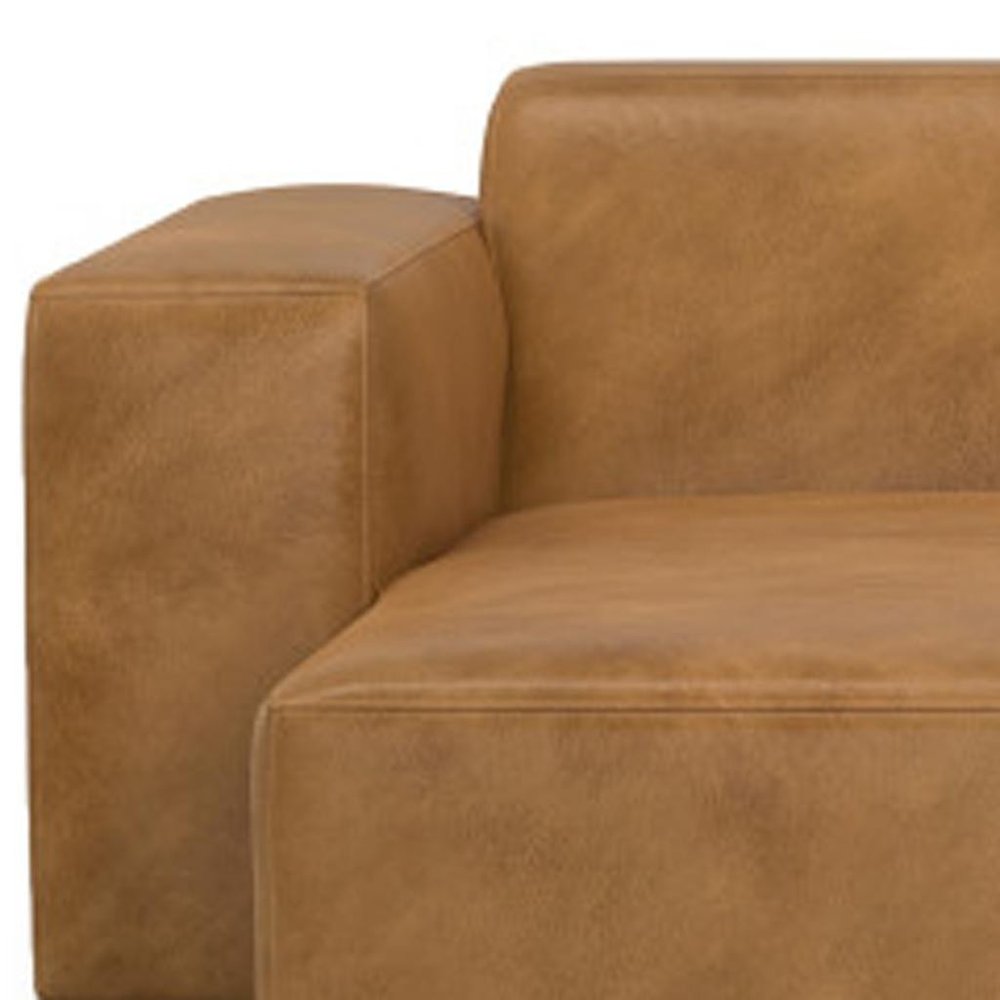 122" Sienna Leather Modular Sofa With Brown Legs HomeRoots