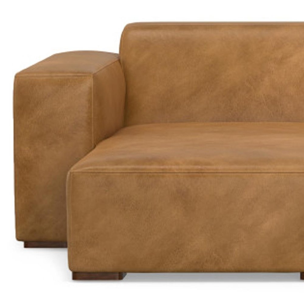 122" Sienna Leather Modular Sofa With Brown Legs HomeRoots